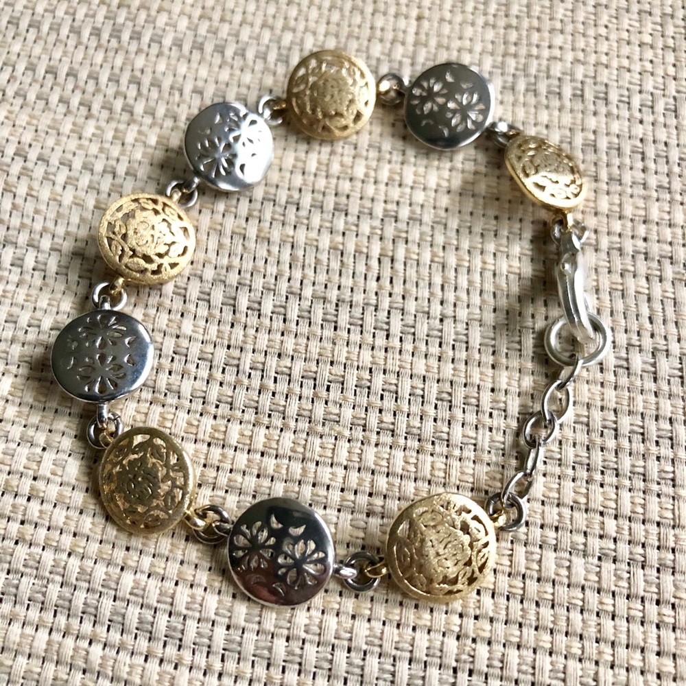 Gold & Silver Button Look Bracelet
